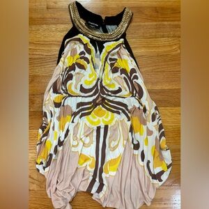 Bebe Black and Gold Chain Detail Dressy / flowing Sleeveless Tank Top Size XS